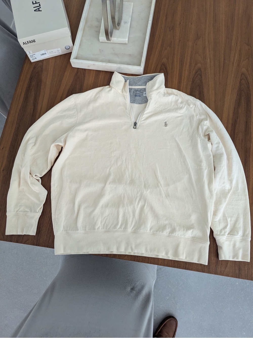 Polo by Ralph Lauren Men's Cream Half-Zip Soft Sweatshirt